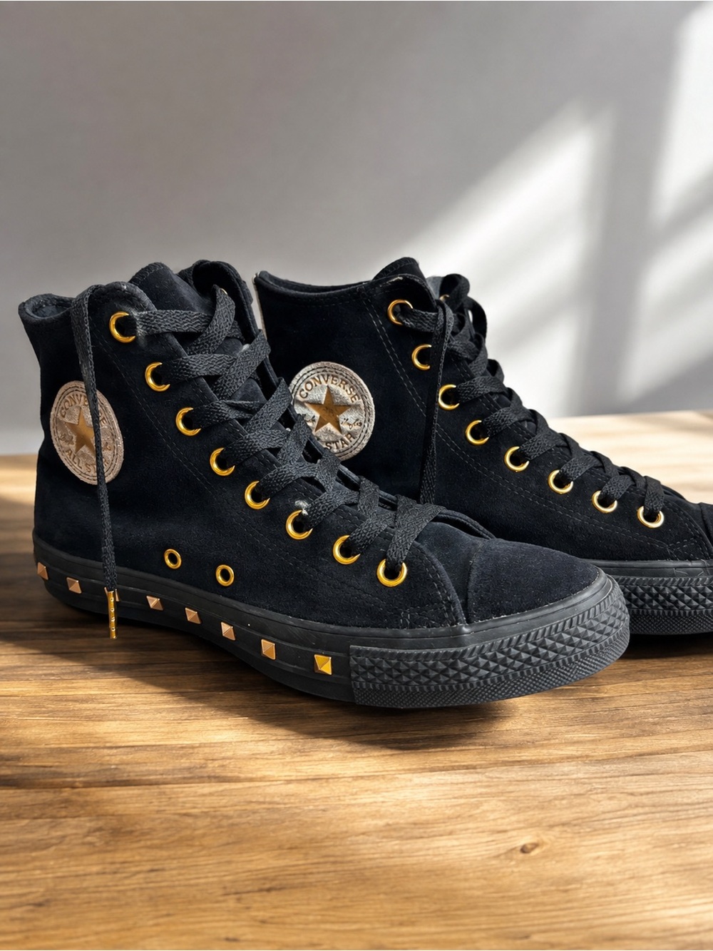 Converse Chuck Taylor All Star Black Leather High Top Lace-Up Sneakers 161273C